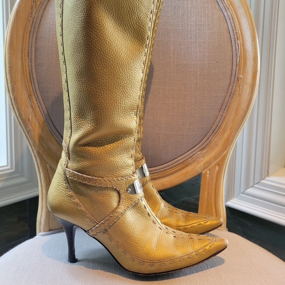 Vintage-FENDI Selleria GOLD leather boots - Picture 4 of 12